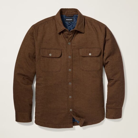 NWT $179 BONOBOS Flannel Quilted Shirt Jacket in Rust Twill Dobby Brown XL - Picture 5 of 5